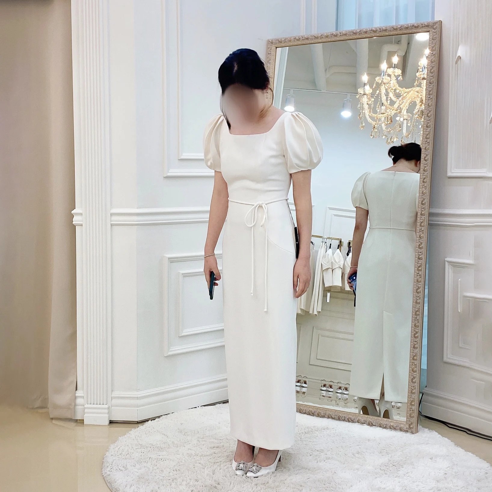 

GIOIO Square Collar Korea Garden Evening Dresses Short Sleeves Formal 프롬드레스 Floor Length Elegant Prom Gowns Party Women Bride