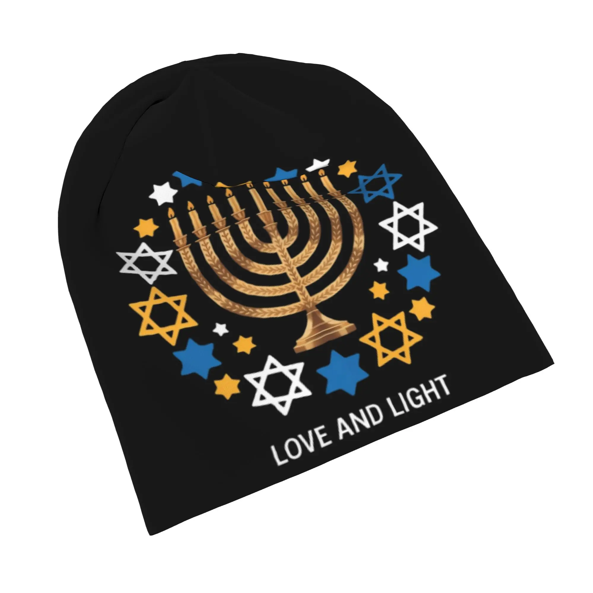 Love and Light Hanukkah Bonnet Hat Autumn Winter Outdoor Skullies Beanies Hats Jewish Chanukah for Men Women Thermal Elastic Cap