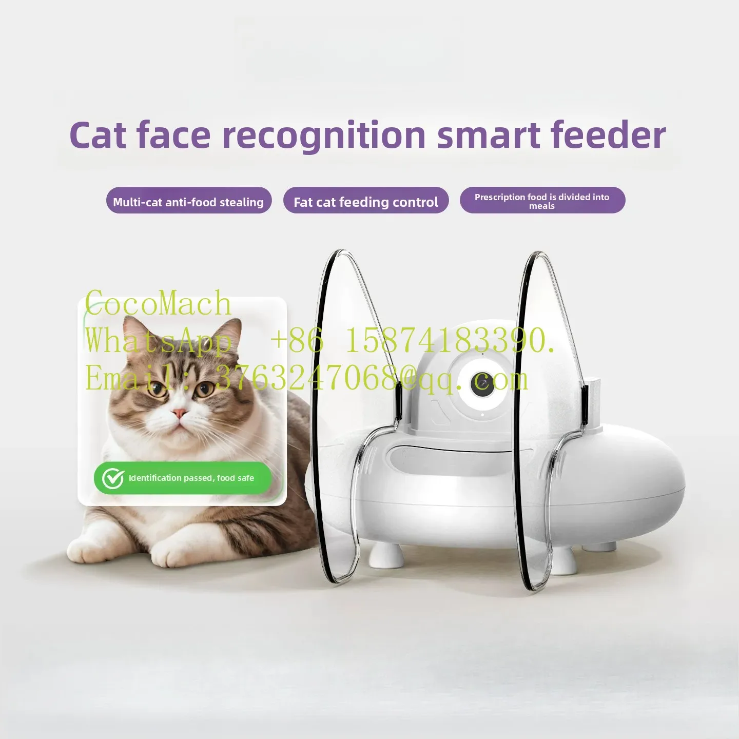 Overseas version cat face recognition intelligent feeder cat automatic feeder video cat food machine feed machine