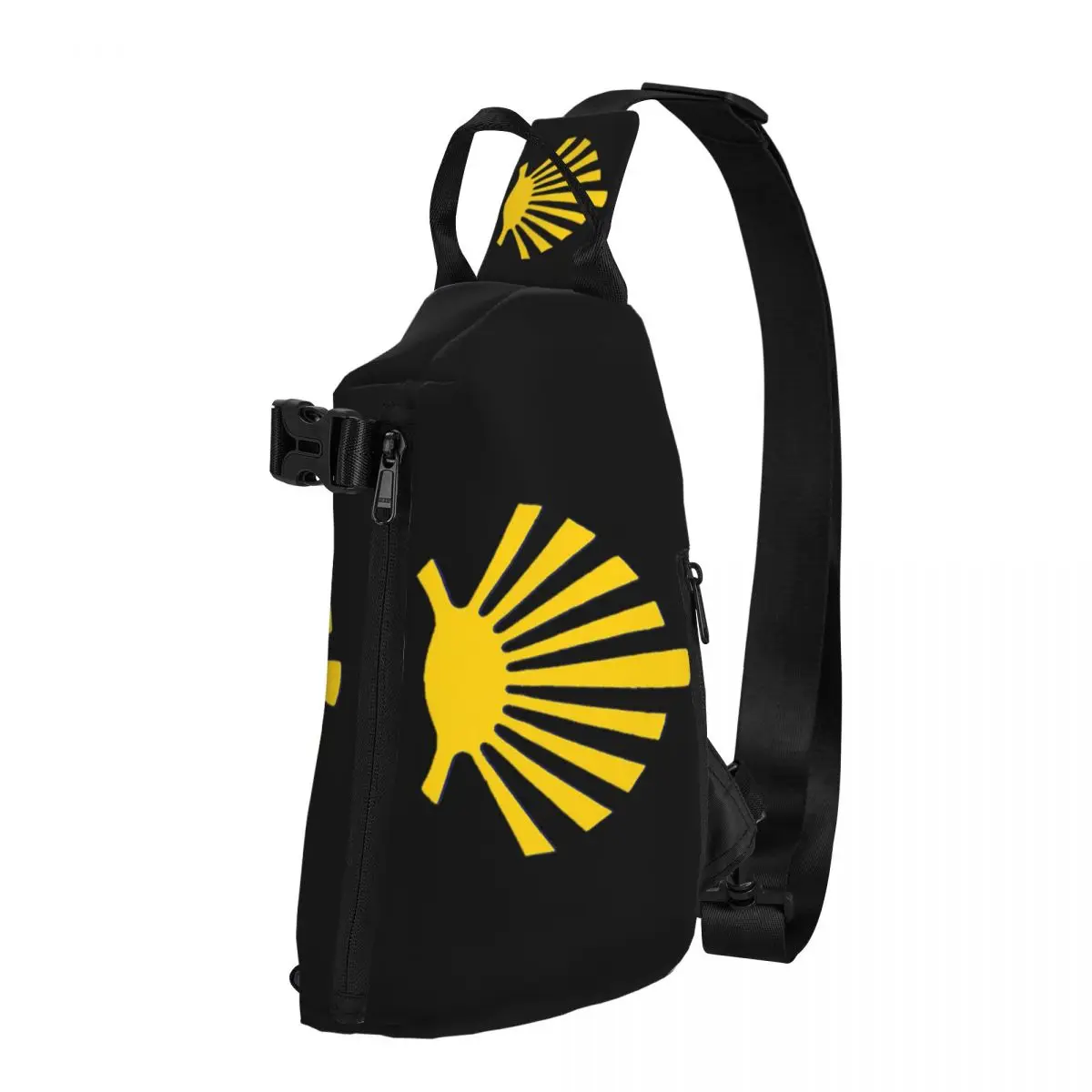 Camino De Santiago Symbol Large Yellow Scallop Shell Chest Bag Men Sling Crossbody Backpack Chest Bag Daypack Shoulder Bag