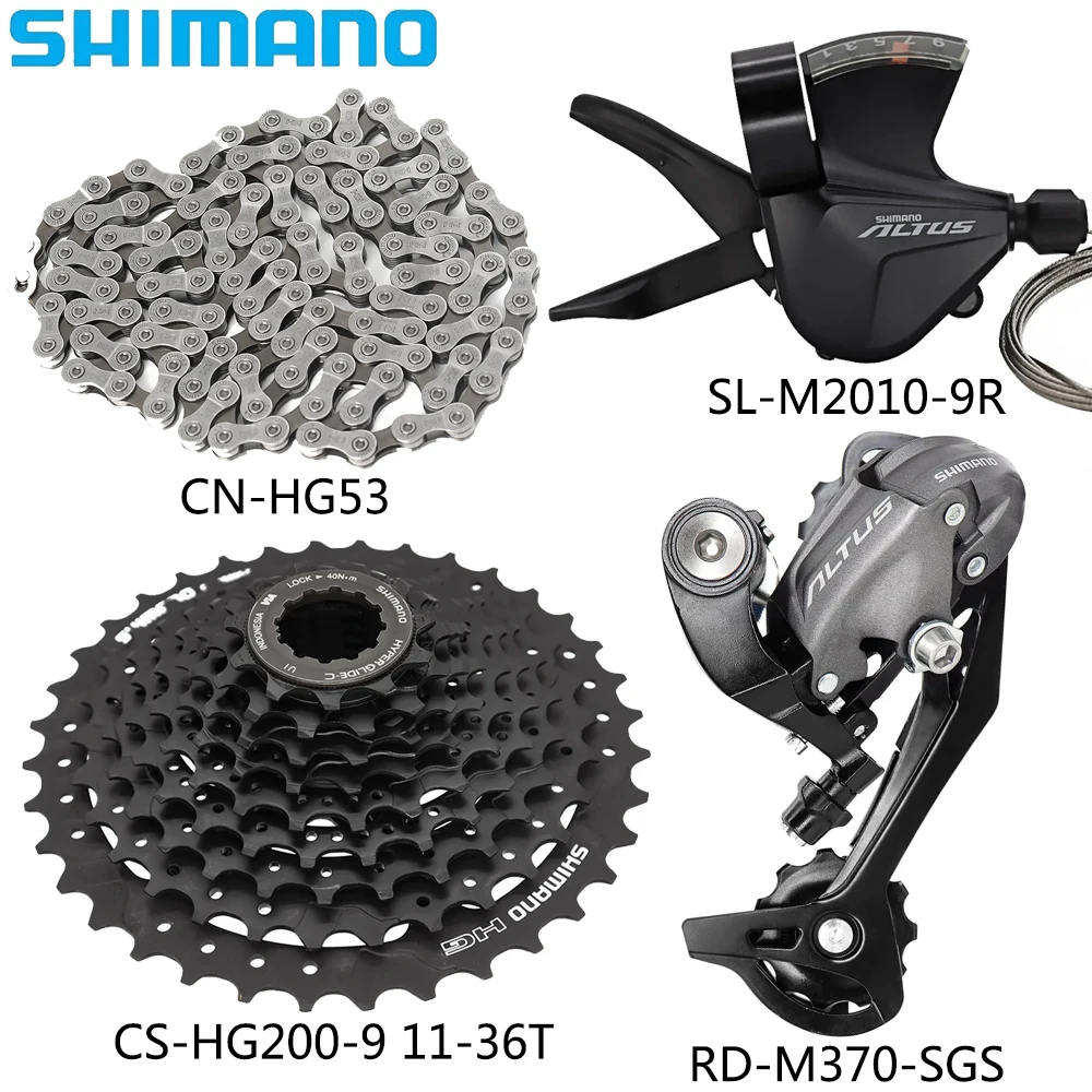 SHIMANO 9 Speed M370 Rear Derailleur SL-M2010-9R Right Shift Lever CN-HG53 Chain CS-HG200-9 11-32/34/36T Cassette for MTB Bike