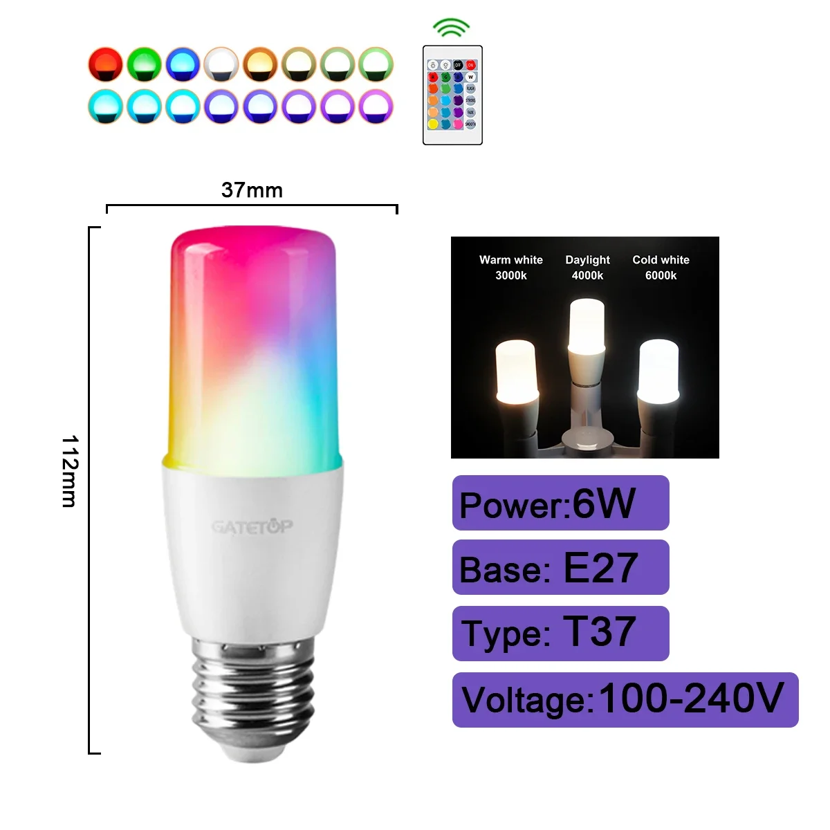1-10 STKS Smart RGBW LED Lamp Spotlight E27 E14 B22 GU10 6 W 10 W met Infrarood Afstandsbediening Geschikt voor Kleurrijke Home Verlichting