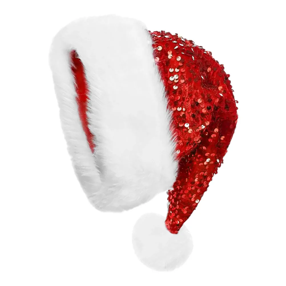 

Festive Trim Sequin Santa Hat For Adults Double Layer Glittery Christmas Hat For Holiday Parties And New Year Celebrations