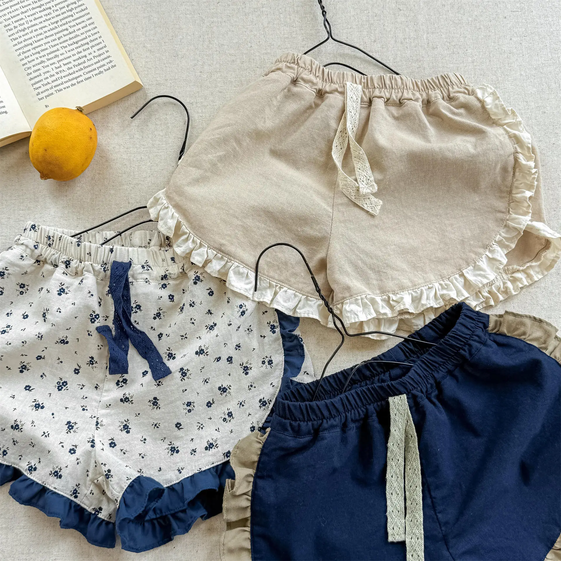 2026 Summer New Girls Floral Shorts Loose Baby Girl Lace Shorts Children Casual Pants Thin Cotton Toddler Pants Kids Clothes