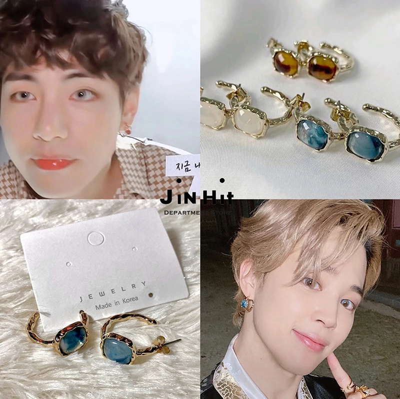 2022 KPOP Spring New Products JIMIN INS Korean Fresh Multicolor Flower Earrings Female Boho JENNIE Celebrity Gift