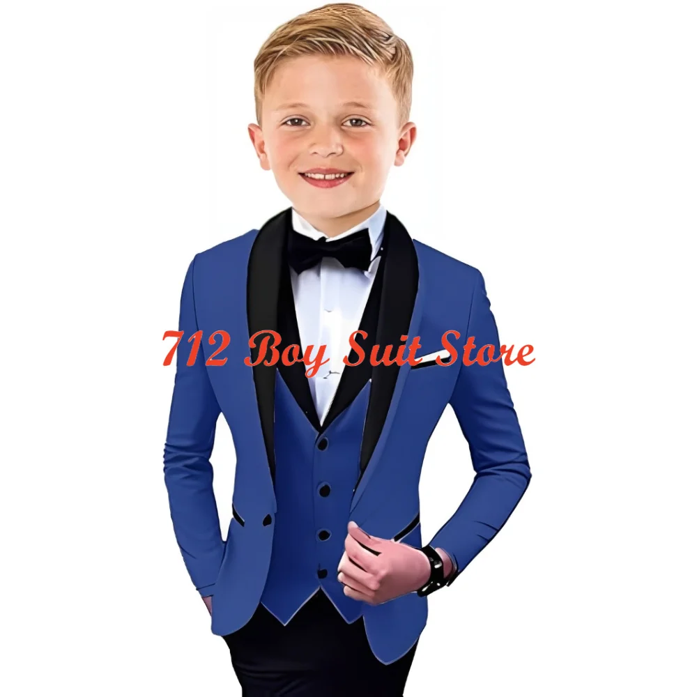 Terno de smoking formal para meninos, lapela xale, roupa de casamento, Kids Slim Fit Set, meninos clássicos, 3 pcs