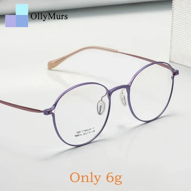 

OLLYMURS Ретро круглая оправа для очков по рецепту женские сверхлегкие оптические очки из титанового сплава с маленьким лицом оптические оправы