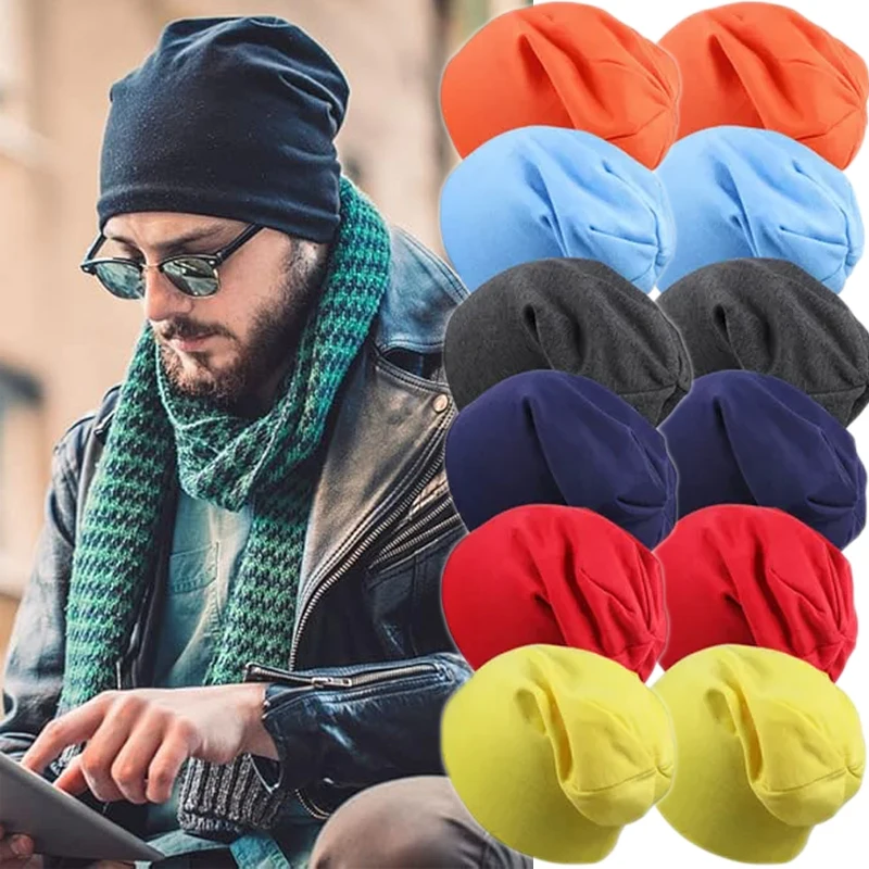 Solid Color Baggy Slouchy Beanies Hat for Man Autumn Spring Hip Hop Soft Ear Warmer Skullcaps Women Outdoor Windproof Bonnet Cap