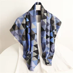 Colorful Triangle Pattern Large Square Scarf 90cm Simple Twill Silk Scarf Travel Sun Protection Shawl Scarf