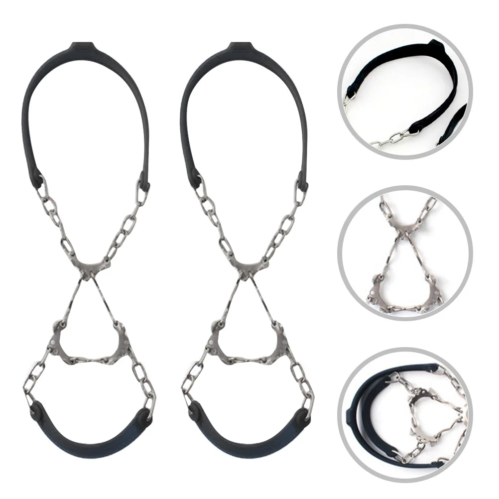 2 قطعة المرابط الجر الجليد للأحذية قابلة لإعادة الاستخدام الأشرطة المضادة للانزلاق للمحدرة الجليدية الموحلة الرطبة التضاريس المشي لمسافات طويلة تسلق الجبال #3