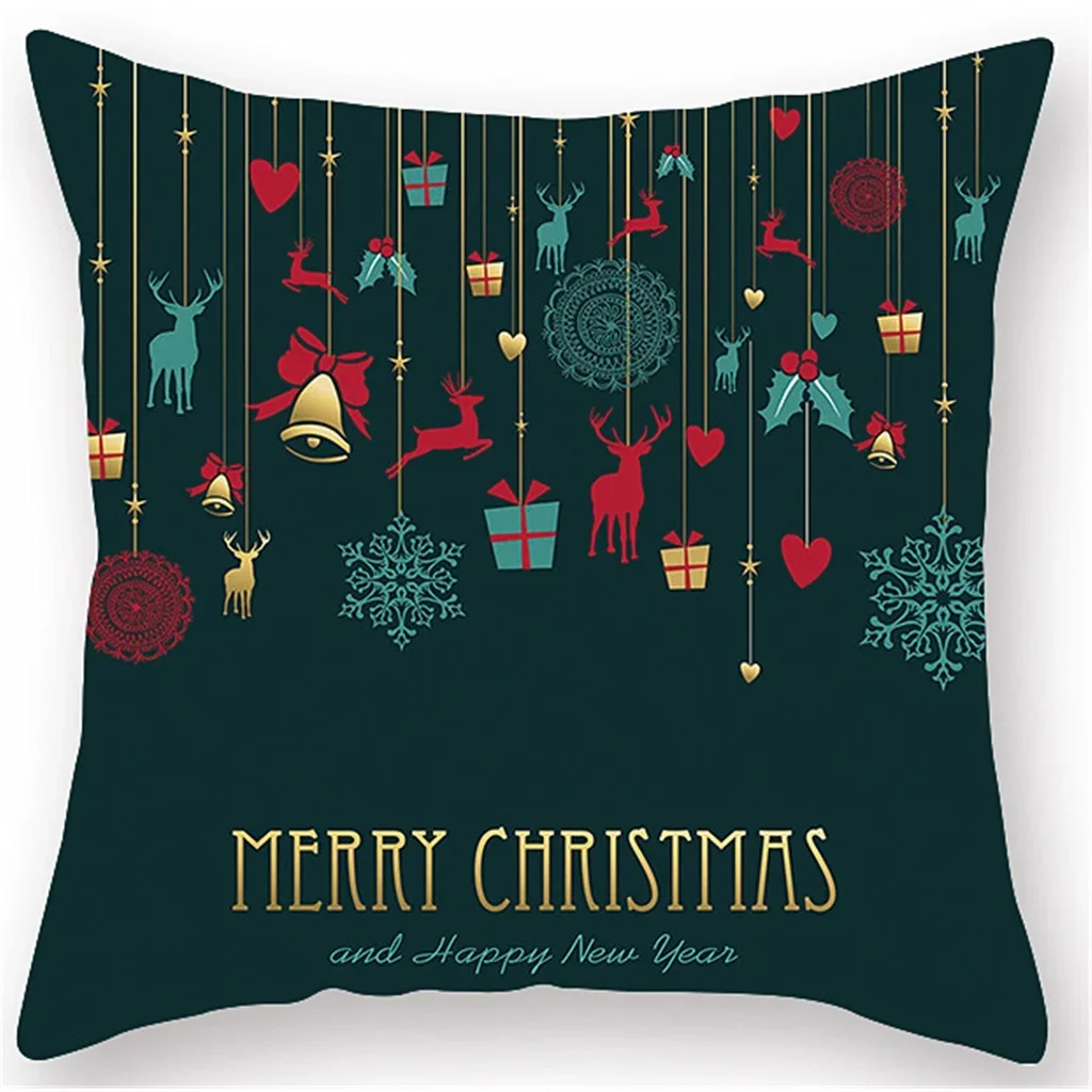 Merry Christmas throw pillow cover with short plush print for living room sofa decoration cushion cover pillow covers decorative