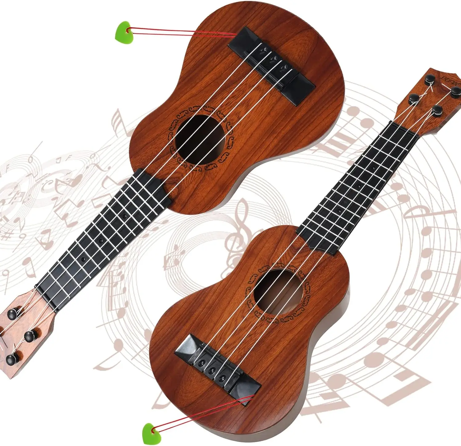 Gitara Ukulele dla dzieci 17 cali - 4 struny Mini gitara dla dzieci instrumenty muzyczne zabawki edukacyjne z kostkami dla małych dzieci chłopców