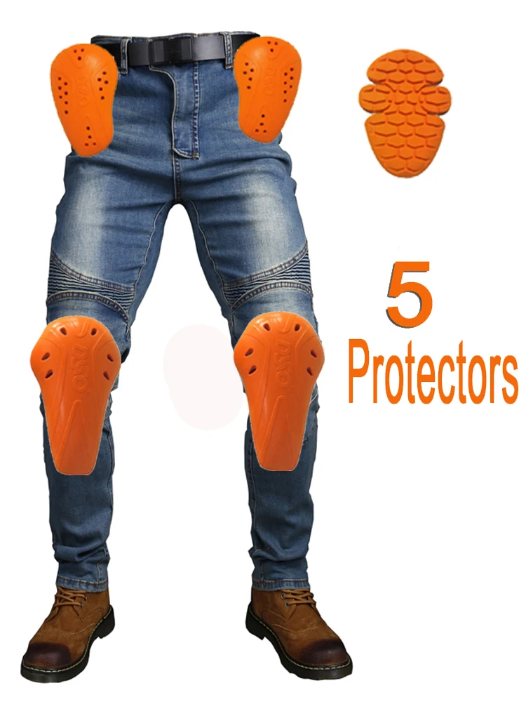 Motorjeans Heren Blauw Crossmotorjeans Offroad Rijbroek Motorbroek Beschermende uitrusting voor heren