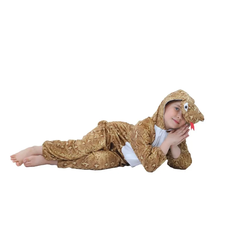 Kids Cosplay Snake Costume Halloween Easter Animal Cosplay for Girls Boys Hooded One Piece Animal Dress Up Party Python Outfit