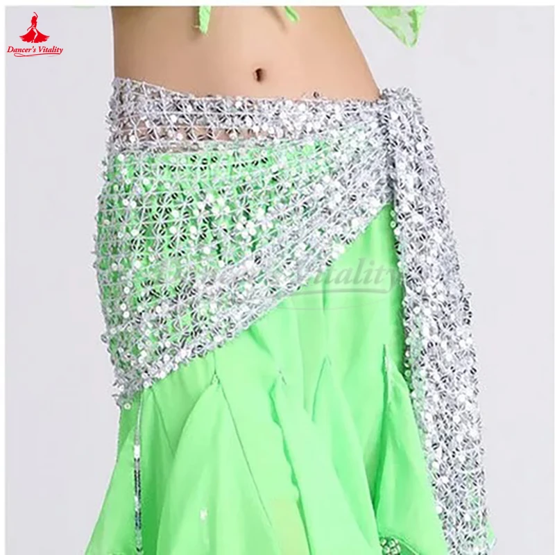 Nuevo estilo de trajes de danza del vientre, lentejuelas, bufanda de cadera para mujer, cinturones de danza del vientre