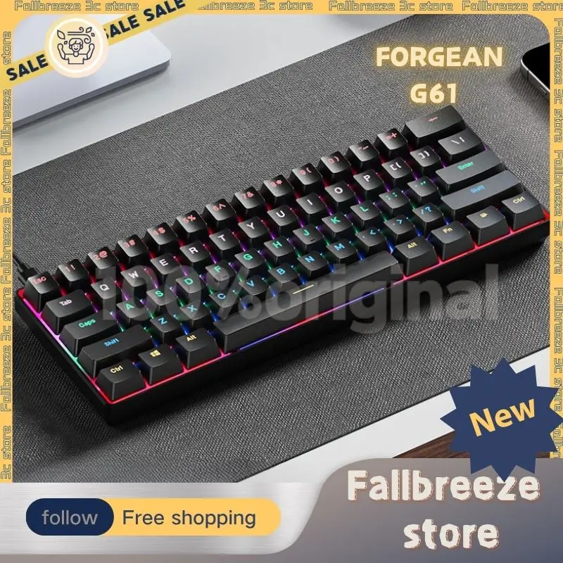 

Forgean G61 Wired Mechanical Keyboard Custom Rgb Backlight Hot Swap 68keys Gaming Keyboard Ergonomics Pc Gamer Accessory Office