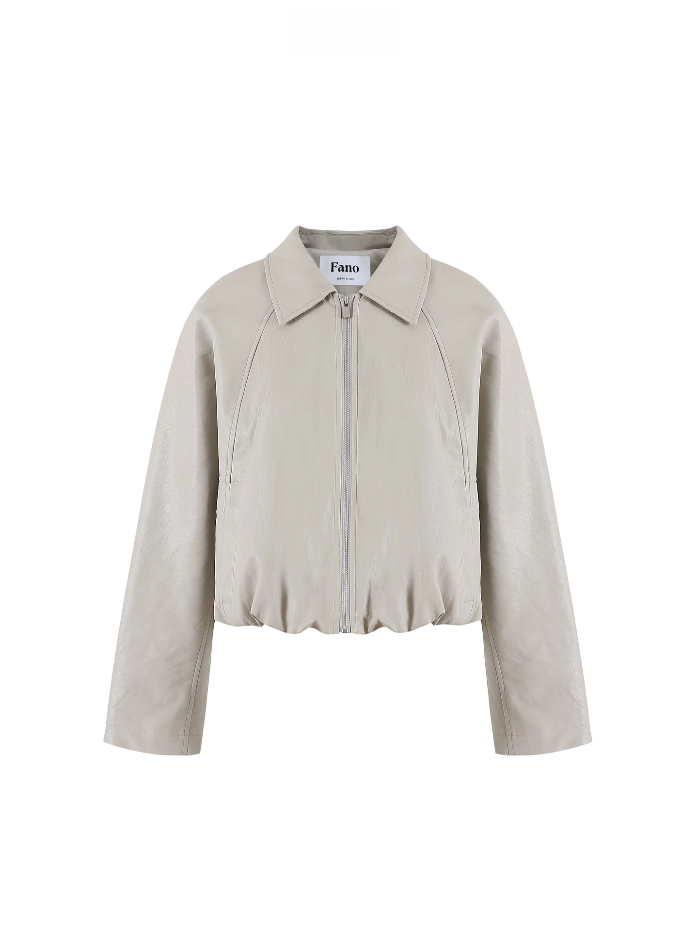 파노 2026년 봄 여성용 루즈핏 가죽 재킷 캐주얼 플립 칼라 플로럴 헴 숏 아우터웨어 카키 컬러 블록 심플 스타일