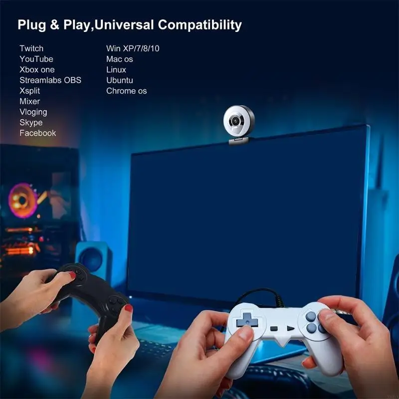 

X6HA Beauty Fill Light Live Camera Streaming 1080P Auto for Focus Ring Built-in Dual