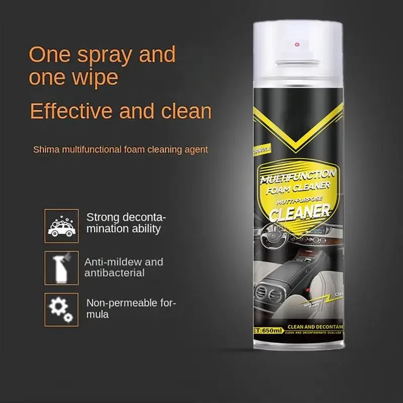 2024 Latest Upgrade (650ml) Multi-Purpose Car Foaming Cleaner with Sponge and Cloth, Miracle Foaming Cleaner, Powerful Stain