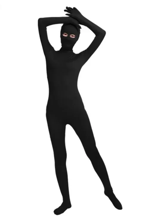 (SWO006) Black Spandex Full Body Skin Tight Unisex Zentai Suit Bodysuit Costume Women Unitard Lycra Eyes Open Jumpsuit