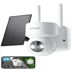 ieGeek 2K 3MP WiFi Security Cameras Wireless Outdoor, for Home Surveillance, 360 PTZ Battery Powered Cam with Solar Panel