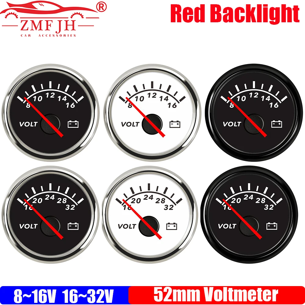 

ZMFJH 8-16 В, 16-32 В, красная подсветка, указатель 2 "52 мм, вольтметр для универсального автомобиля, автомобиля, лодки, яхты, мотоцикла, DC12V24V