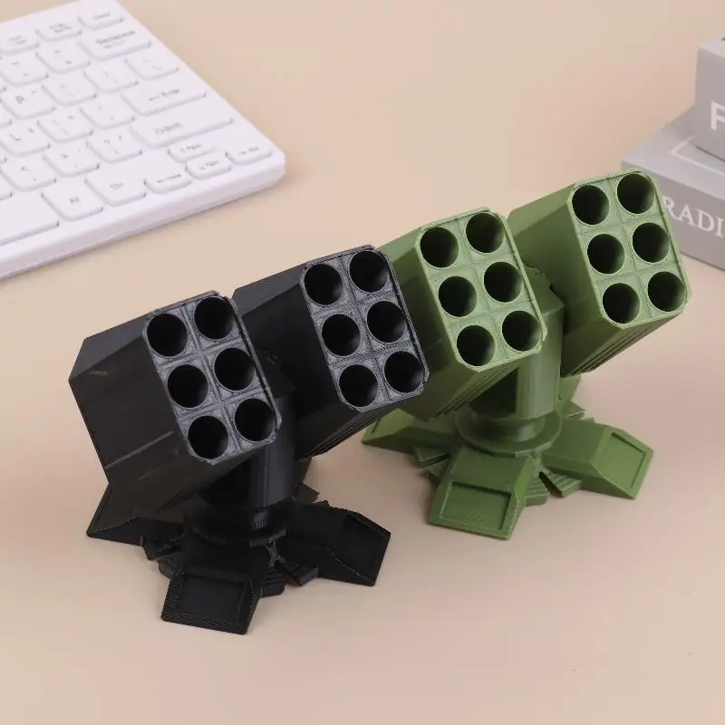 New 3D Printed Missile Shaped Pen Holder Creative Anti-aircraft Missile Launcher Pen Stand Desktop Organizer Home Decoration