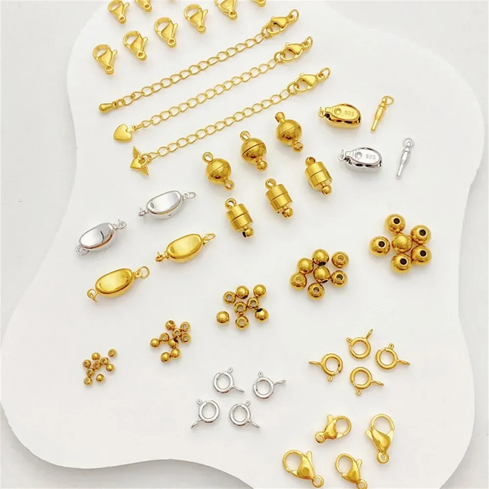 Hebilla de lingote de oro al vacío de 24k, hebilla magnética, hebilla de langosta, espaciador de cuentas hecho a mano, collar de mano DIY, accesorios de Material de joyería