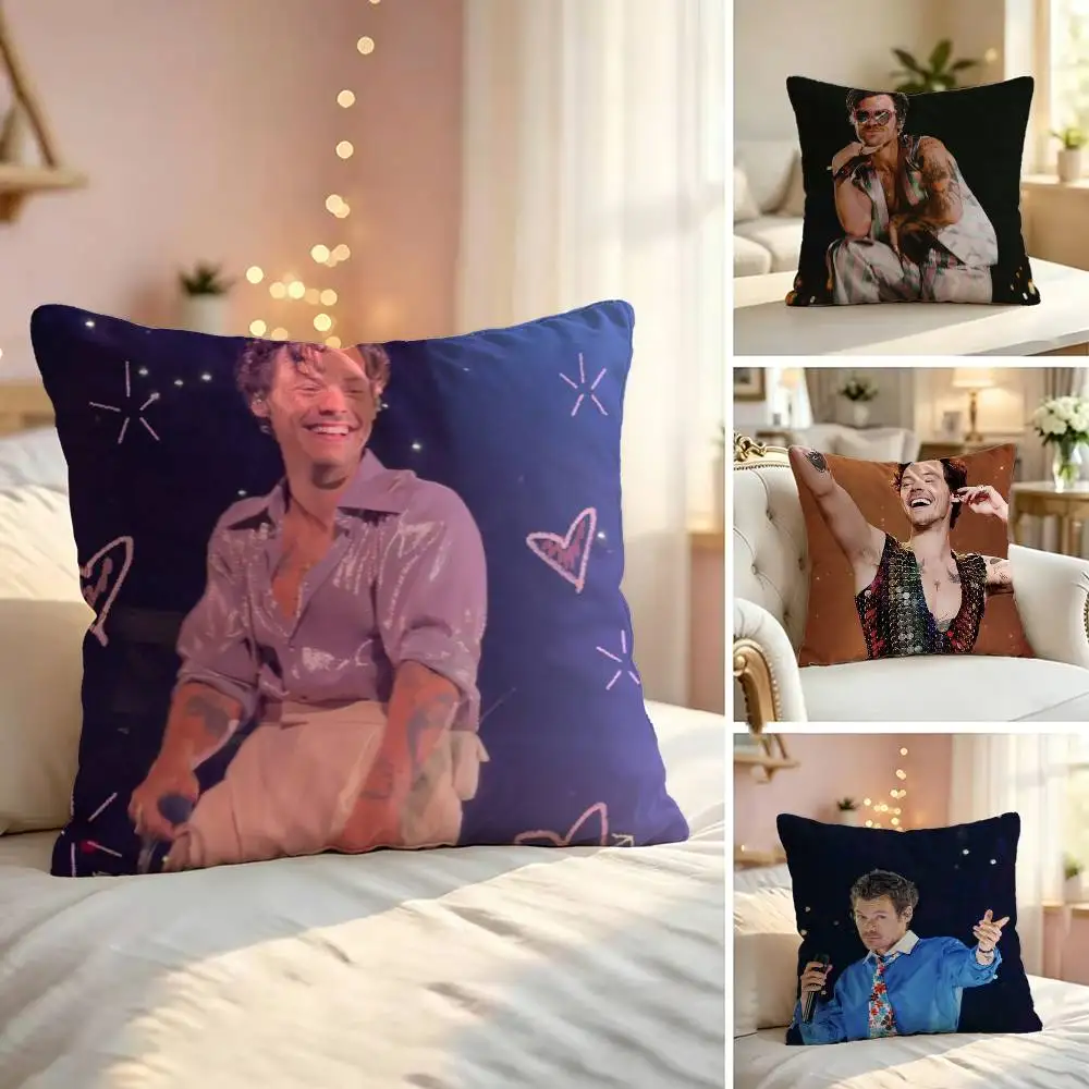 L-Love On Tour Disco H-Harry Styles Square Double-Sided printed Pillow Case Bedroom Bedside Pillow Sofa Cushion Cover