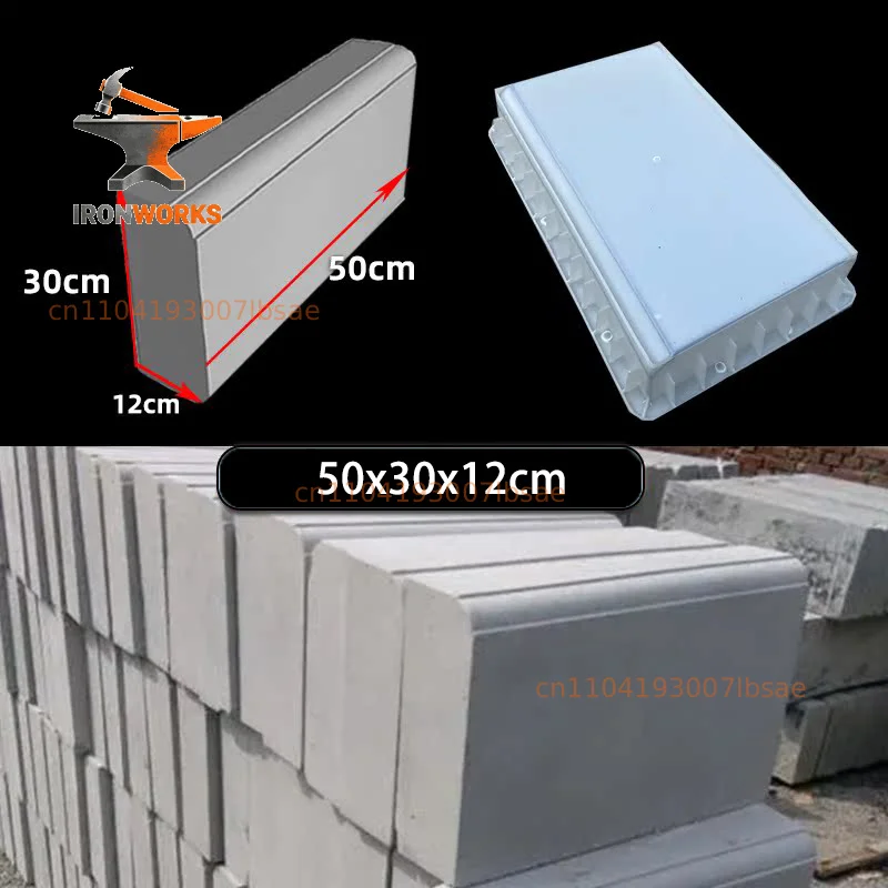 12cm Curved Reusable Extension Suitable   Highway Edge Stone Cement Mold Plastic 50x30x10cm