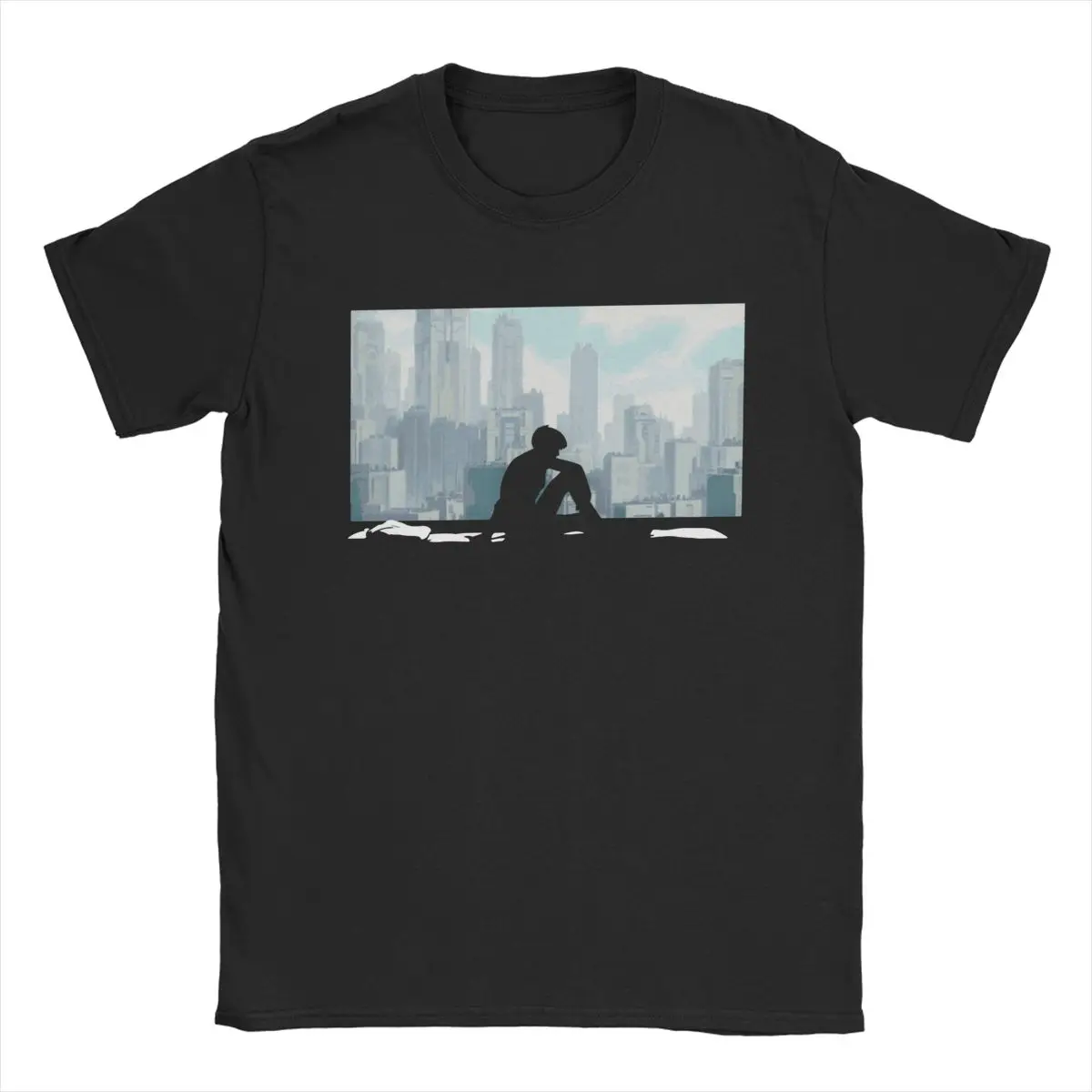 Humorous Ghost In The Shell T-Shirt for Men Crew Neck Cotton T Shirt Anime Manga Short Sleeve Tees Gift Idea Clothing