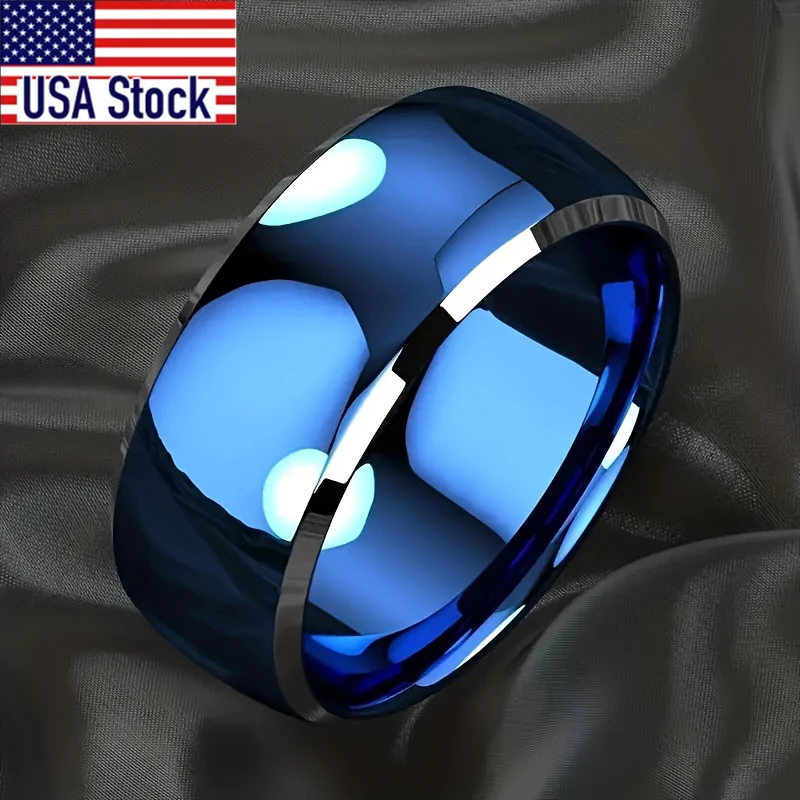 

1 шт. синее мужское кольцо из нержавеющей стали с круглой головкой, удобная посадка, подходящая для повседневного ношения и обручальных колец