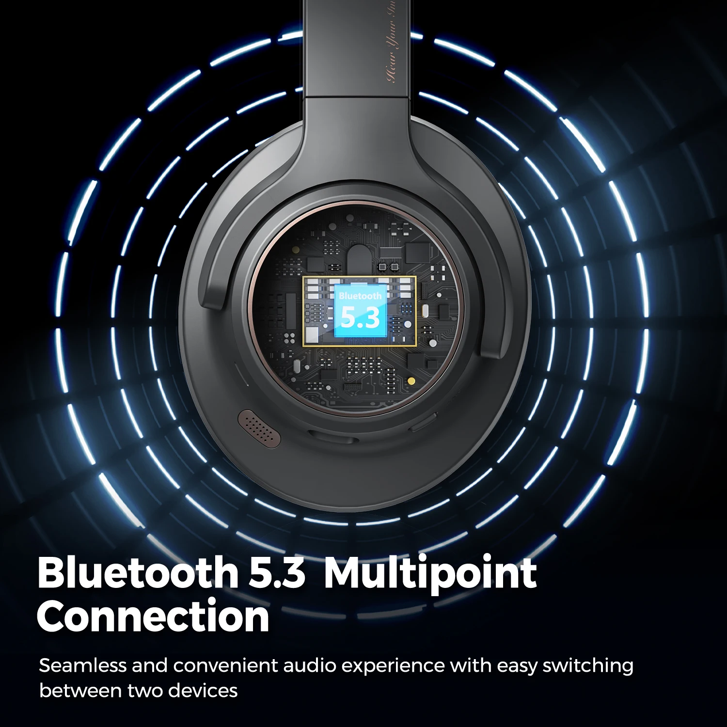 SoundPEATS Space Headphones Bluetooth 5,3 Auriculares inalámbricos híbridos con cancelación activa de ruido, reproducción de 123 horas, micrófono, conexión multipunto - imagen 4