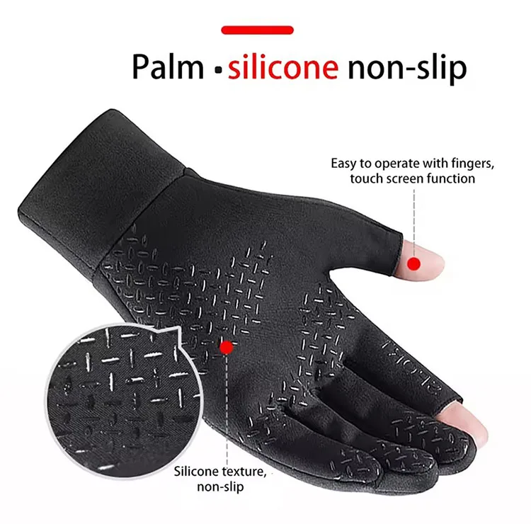 Zweifinger-Handschuhe im Frühlingsstil mit neutralem Universal-Fleece-Angelschutz und rutschfesten Handschuhen für das Radfahren im Freien – Detail 7