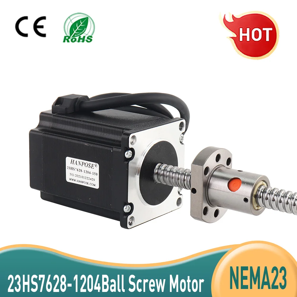 

1 PCS Nema 23 Stepper Motor 4-Leads 2 phase 76mm 2.8A 189N.CM 23HS7628 SFU1204 ball screw length 150MM 350MM for 3D Printer