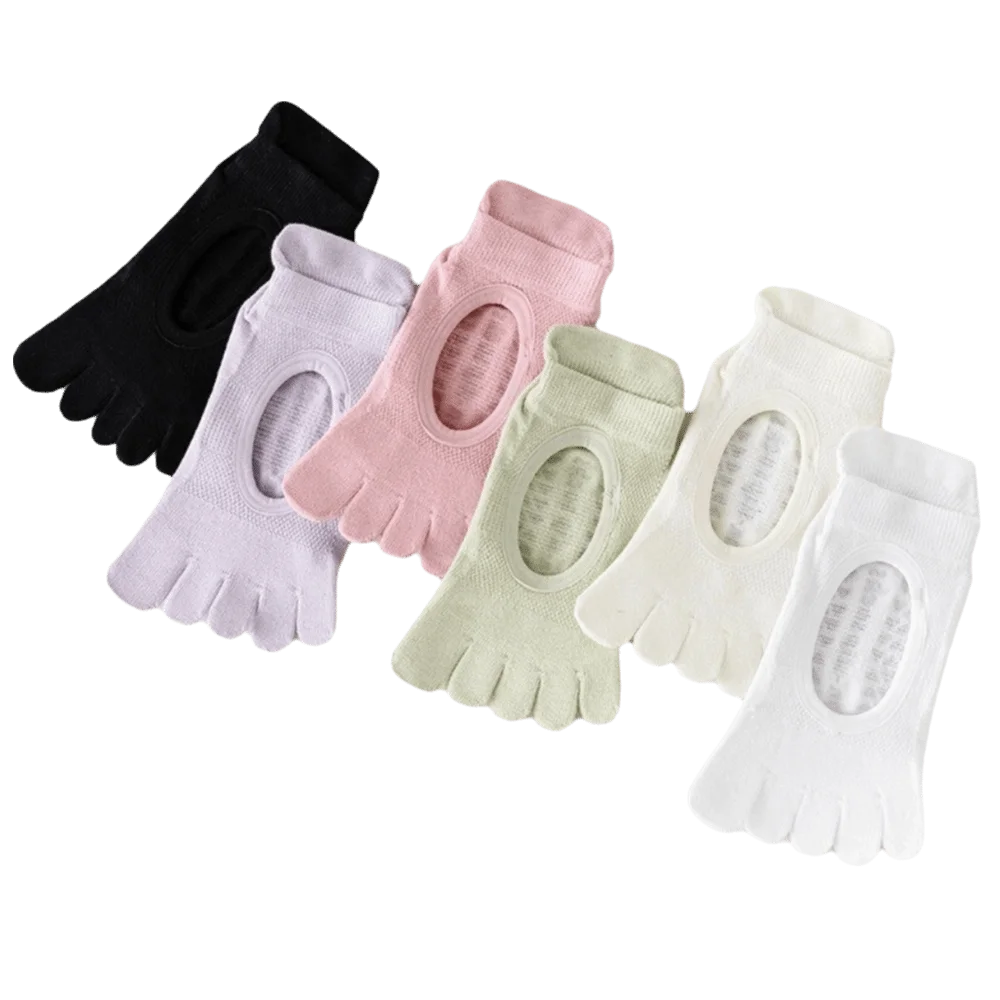 

New Mesh Pilates Yoga Socks Non-Slip Solid Color Five Finger Socks Soft Breathable Ballet Boat Socks for Dance Practice