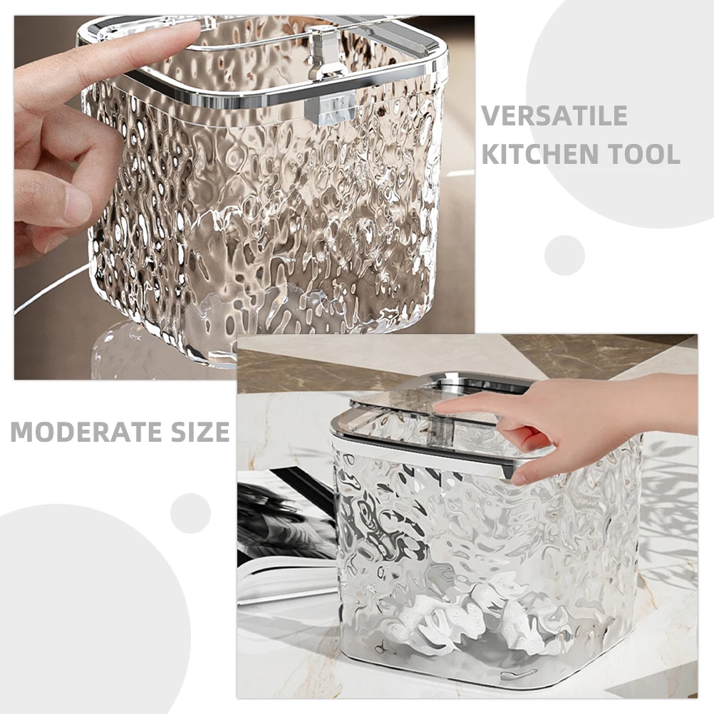 

Transparent Desktop Trash Can Water Ripple Texture Push Lid Waste Bin Office Home Decorative Garbage Container Pop Lid Trash Can