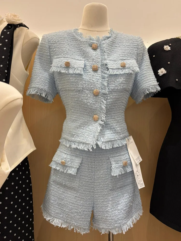 

3pcs/pack Wholesale Drop Shipping Newest High Quality French Fashion Tweed Women 2 Piece Sets