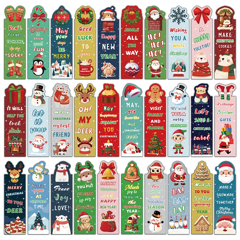 30PCS Alien Christmas Bookmark Decoration Reading Page Book Annotations Students Use Creative Gifts to Mark Cards