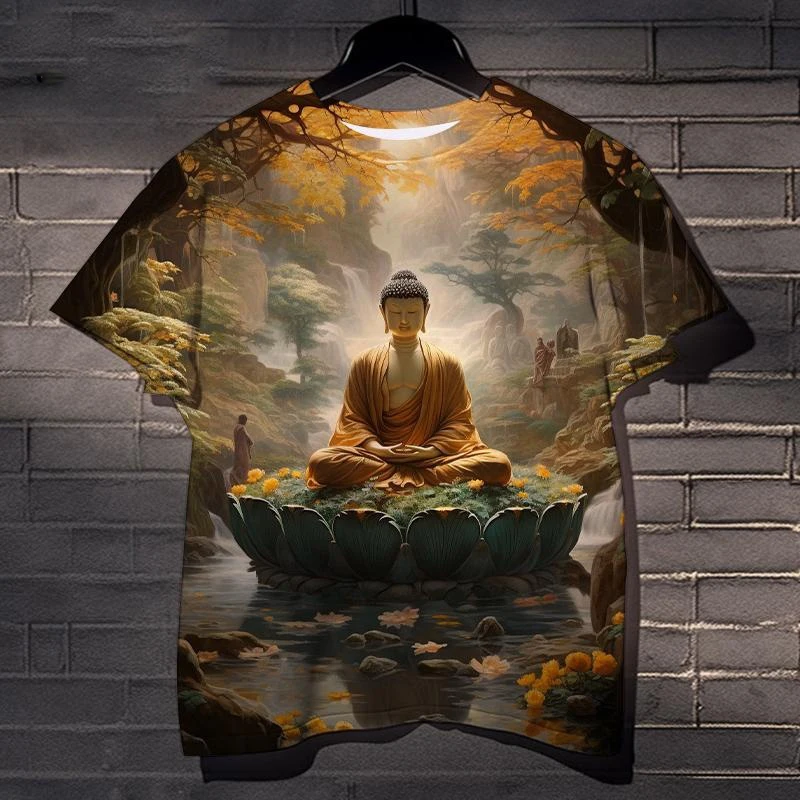 Sakyamuni T-Shirts Buddha Buddhist 3D Print Men Women Casual Short Sleeve T Shirt Oversized Harajuku Y2k Tops Tees Kids Clothing