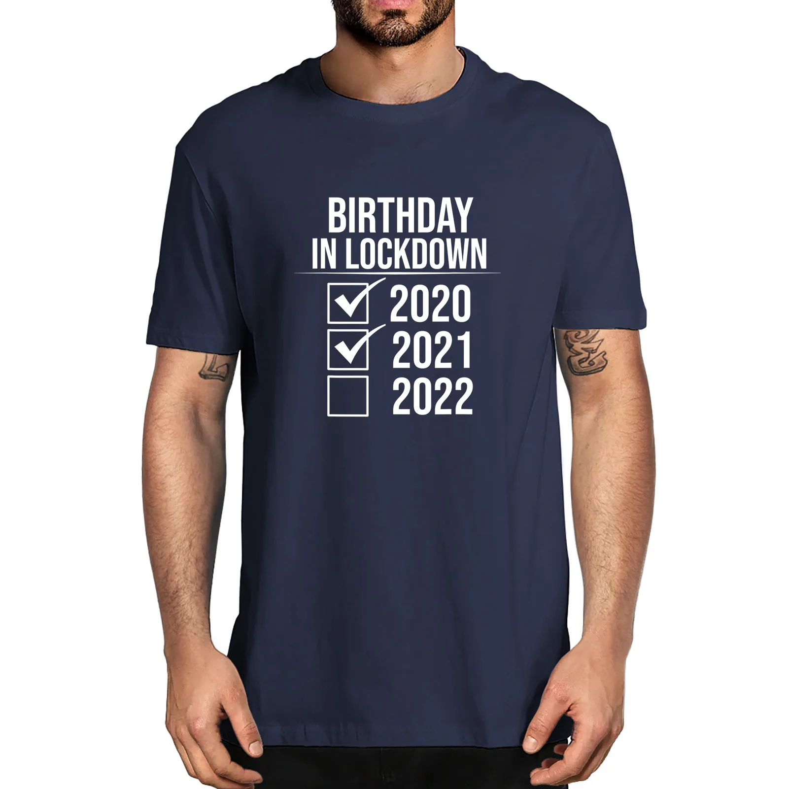 Unisex Birthday In Lockdown 2020 2021 2022 Birthday Quarantined Vintage Men's 100% Cotton Funny Short Sleeve T-Shirt Streetwear