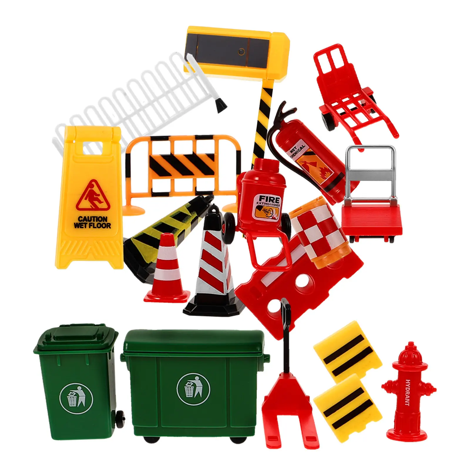 19Pcs Traffic Road Sign Models Mini Compact Lightweight Road Fence Kids Traffic Education Transportation Signs