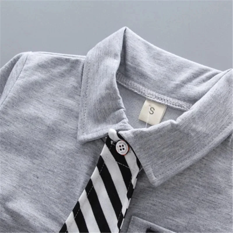 6M-3Y Baby Boy Clothes Sets Long Sleeve Tie Shirt +Pants 2Pcs Outfits Cotton Fashion Suit For Boy Clothes Spring Autumn New