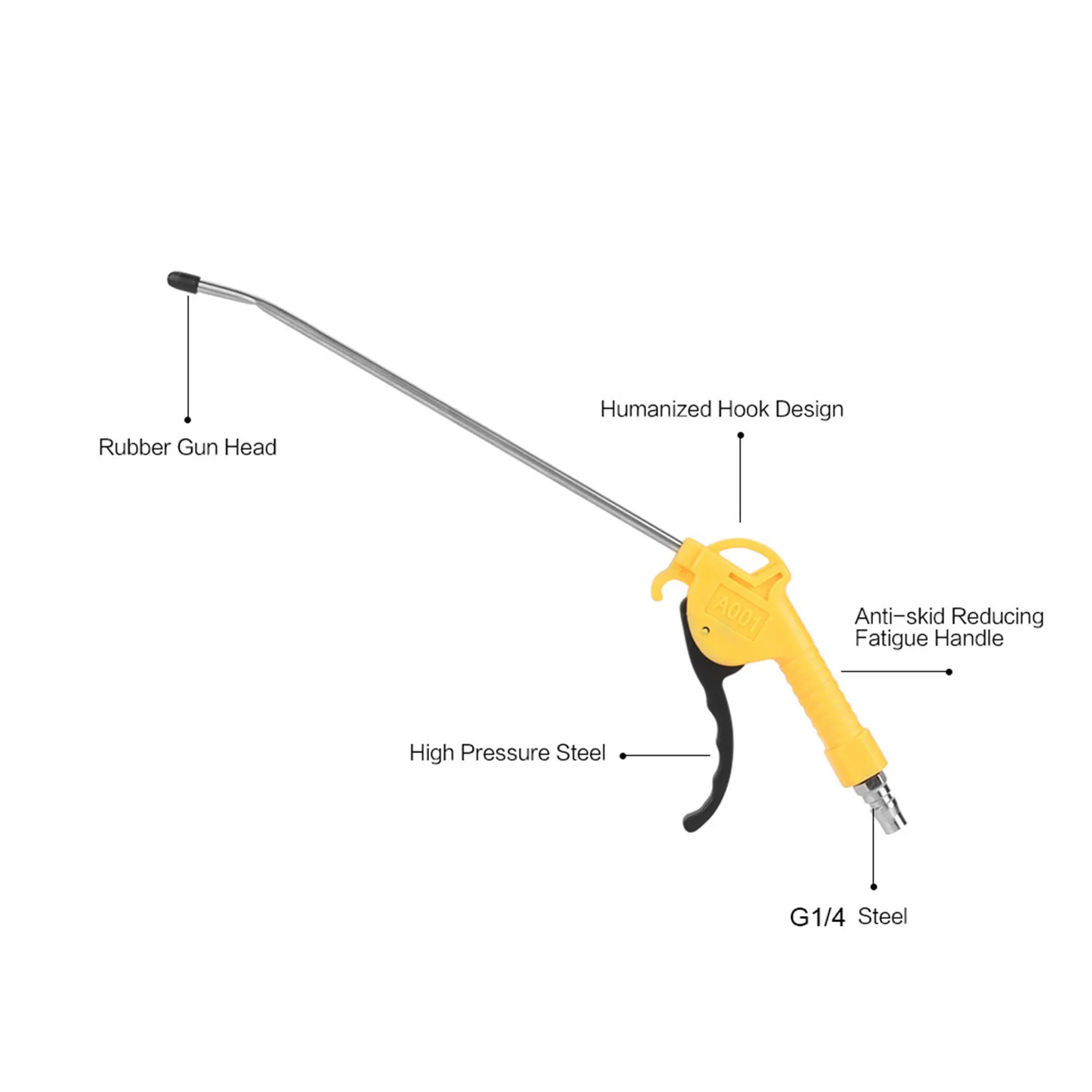 1Pcs Aluminium Alloy Pneumatic Dust Removing Gun Air Blow Accessory with a Joint