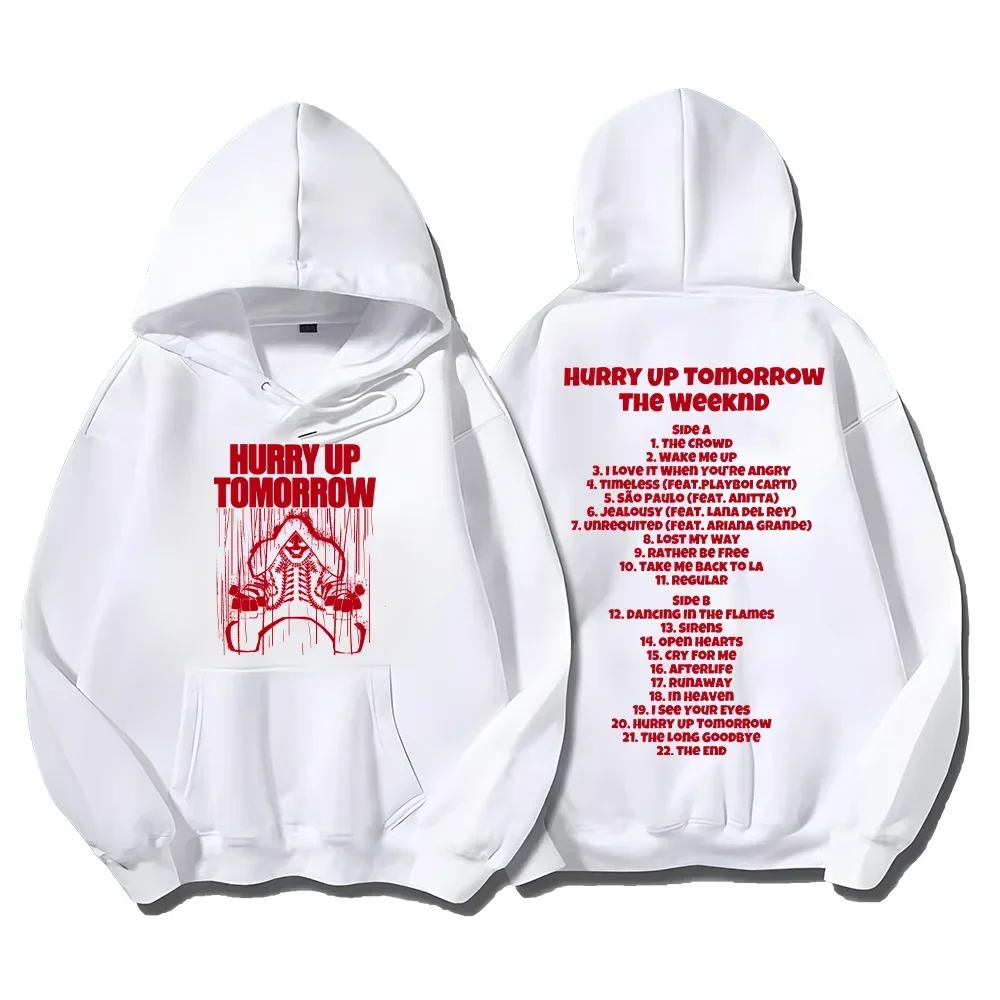 2025 The Weeknd New Artwork Hurry Tomorrow Hoodies Loose Sports Men's and Women's Hip Hop Rock Pullover High Street Clothing