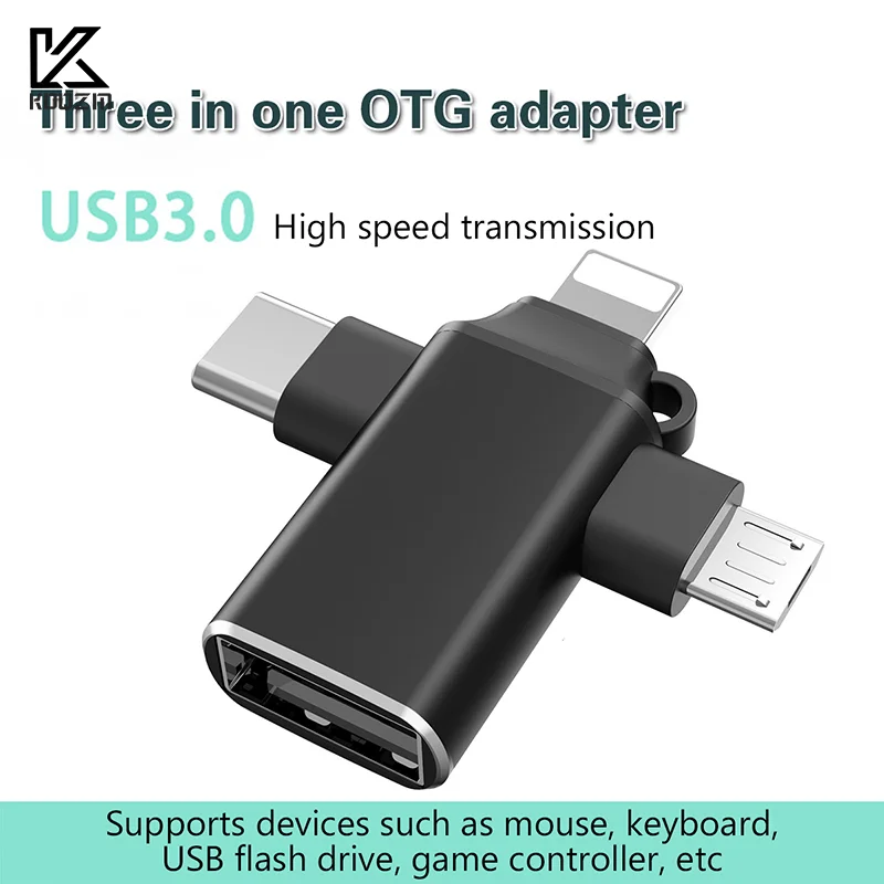 Адаптер OTG 3-в-1 для телефона Type-C Micro Lighning Adapter USB 3.0 Адаптер для камеры Конвертер для USB-накопителя