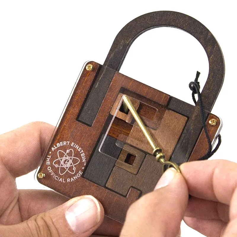 High Difficulty Level IQ Einstein Lock Puzzle Classic Wooden Brainteaser Puzzles Game for Adults