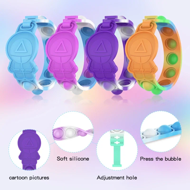 Fidget Toys Sensory Bracelet Push Bubble Simple Dimple Wristband Decompression Anti Stress Reliever Fidget Toy Popite Adult Kids