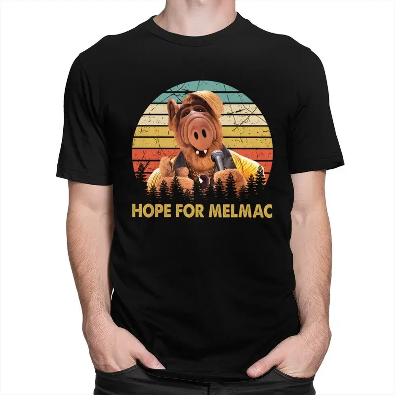 Custom Alf Hope For Melmac Tshirt for Men Short Sleeves Leisure T Shirt Cool Alien Life Form T-shirt Loose Fit 100% Cotton Tees