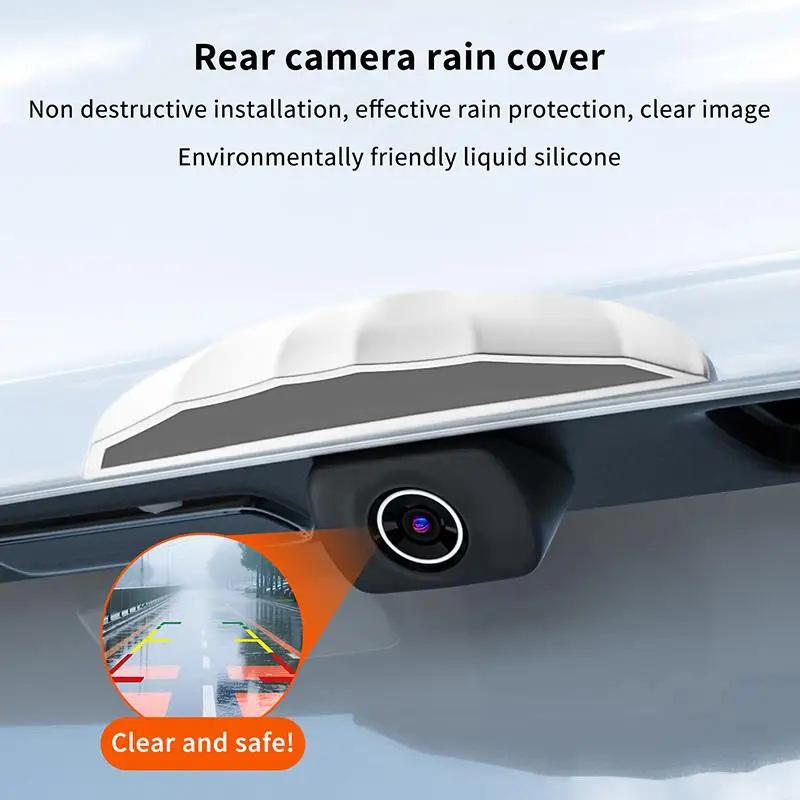 Auto Rear Camera Rain Protector Waterproof Anti-Fog Shield with Strong Adhesive Universal Fit for Most Vehicle Types